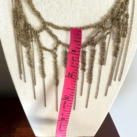 Zara Necklace Fringe Festival 70s 90s Chain Choker Statement Boho Bohemian - Picture 10 of 14
